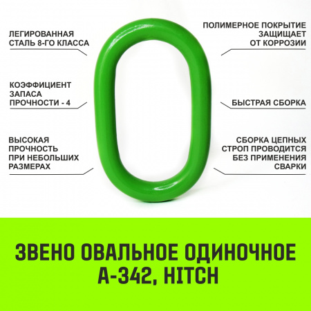 Звено овальное одиночное HITCH A-342, Т8 класс, 2,2 т от интернет-магазина star-krep.ru